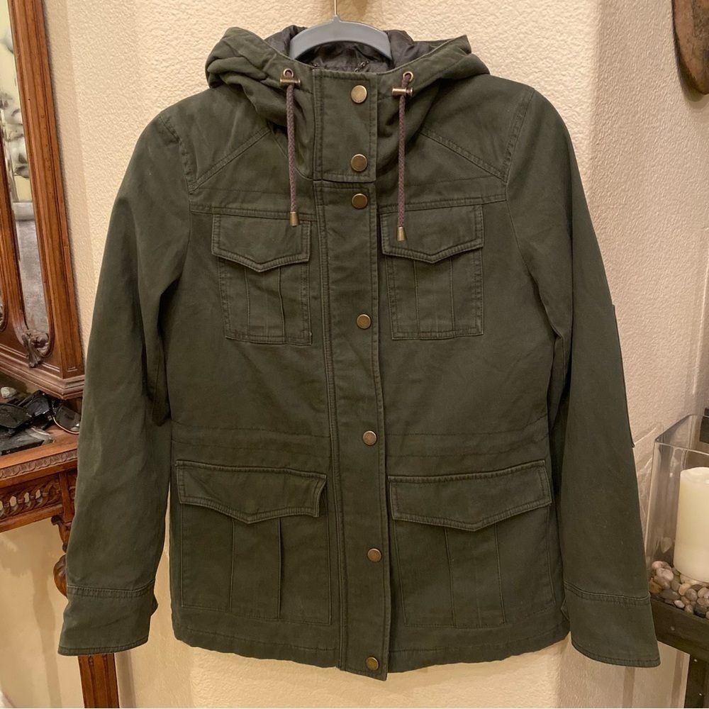 LUCKY BRAND Women Army Green Hoodie Utility Jacket Size Small